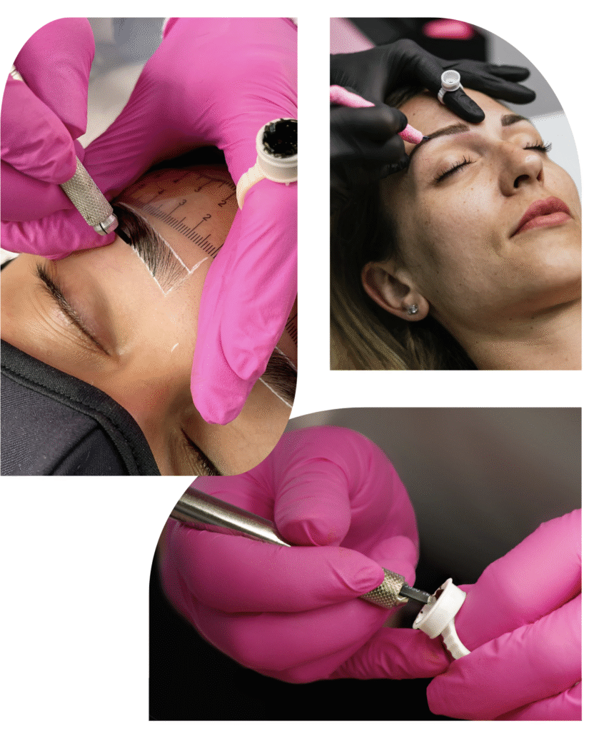 Bilder av microblading behandlinger fra ulike vinkler